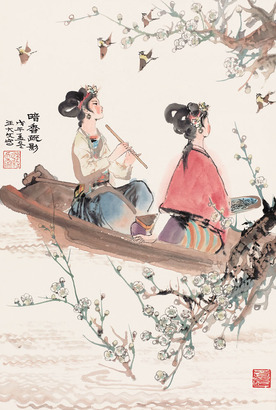 汪大文 1978年作 暗香疏影图 立轴