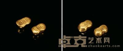 清末民国 天津三义赤金、天津万德加炼赤金一两金锭 （两枚） 长2.2×宽1.3cm；长2×宽1.1cm