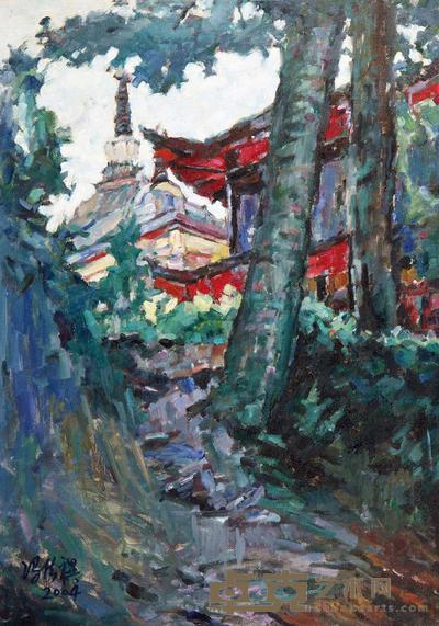 冯法祀 2004年作 古寺 65×46cm