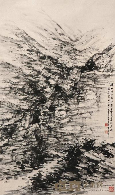 黄君璧 1968年作 白云飞处洞天开 立轴 90×54cm
