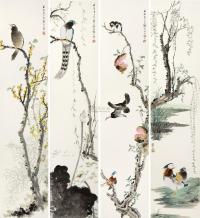 江寒汀 1962年作 花鸟 （四幅） 镜框