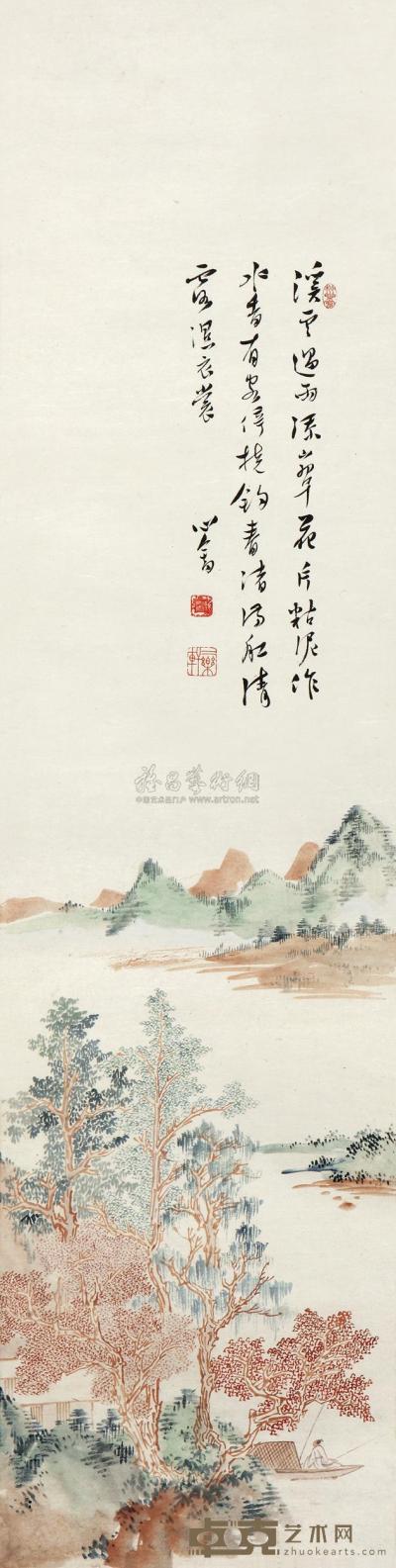 溥儒 青山红树 立轴 130×33.6cm