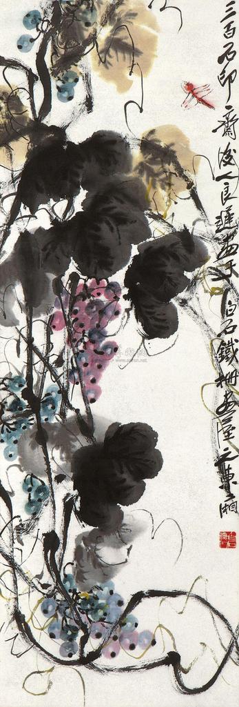 齐良迟 葡萄蜻蜓 立轴