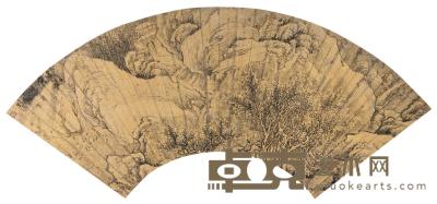 刘达 深山雪霁 扇面镜框 15×52.5cm