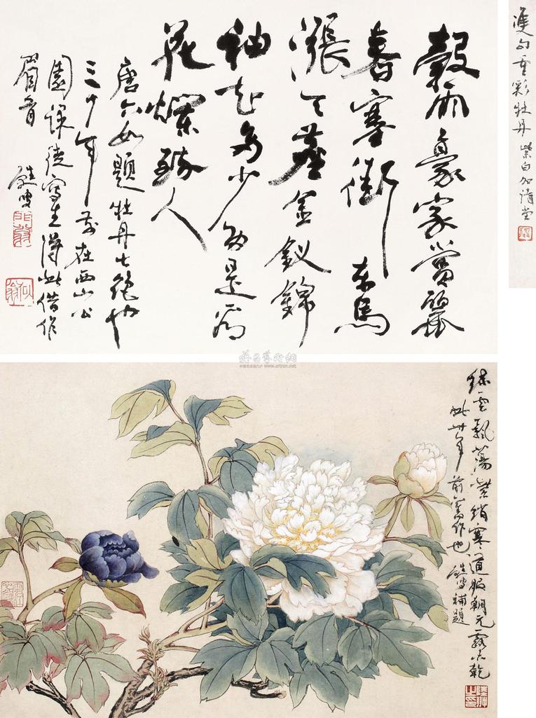 陆抑非 白牡丹 立轴