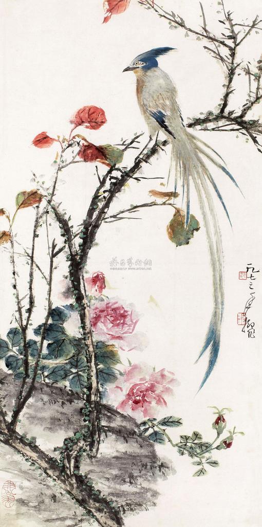 陆抑非 1973年作 富贵长寿 镜心