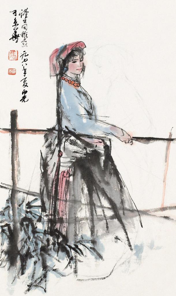 马西光 1978年作 西藏少女 镜片