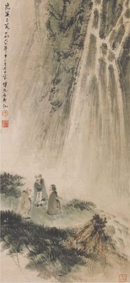 傅抱石 山水人物 立轴