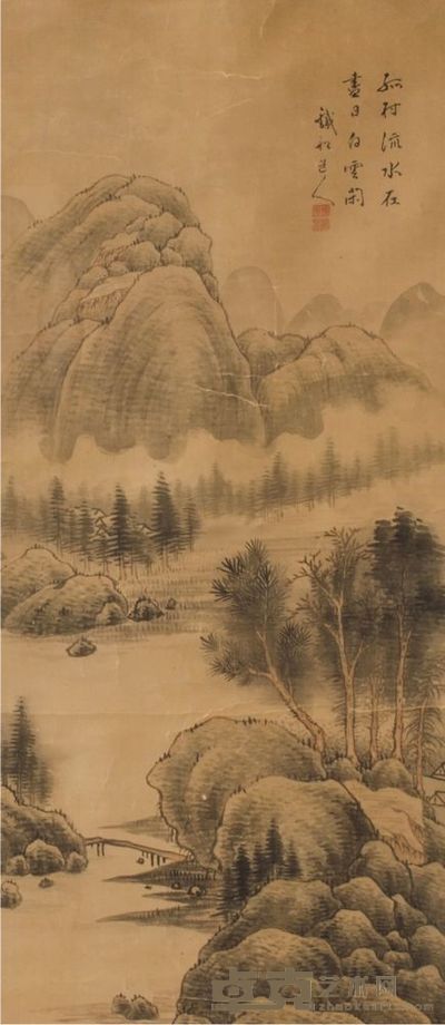 铁船道人 山水 立轴 99×44