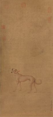 郎世宁 犬图 立轴