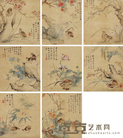 李熙泰 花鸟  （八帧） 册页 （八开） 35×32cm×8