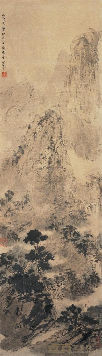 傅抱石 1948年作 策仗探幽图 立轴 104×30cm