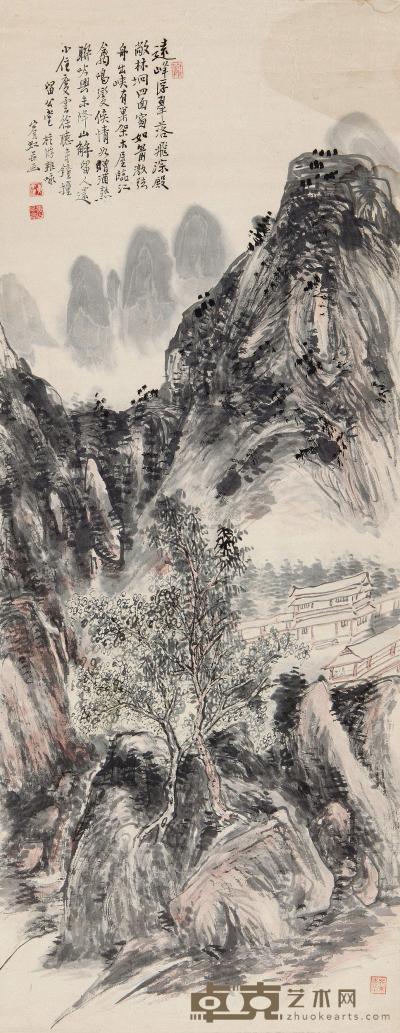 黄宾虹 1943年作 远峰浮翠 立轴 98.70×38.60cm