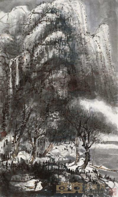 2002年作 山涧小雪 镜框 82×49cm