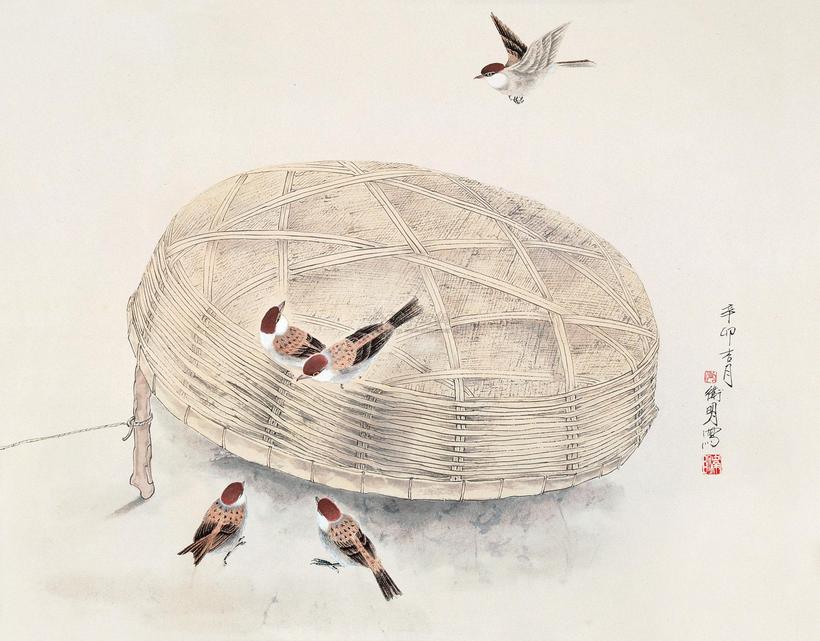 乔卫明 2011年作 麻雀 镜心