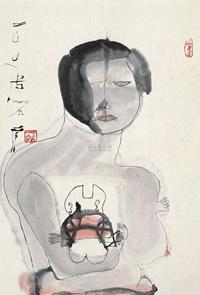 石虎 2001年作 人物 镜心