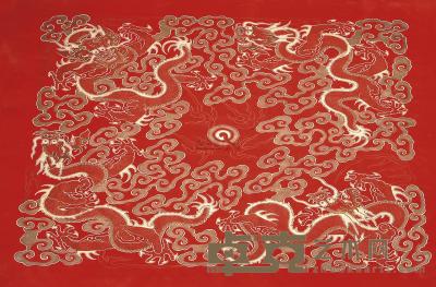清乾隆 红地金彩绘龙纹宫纸 （四十九张） 长59.5cm