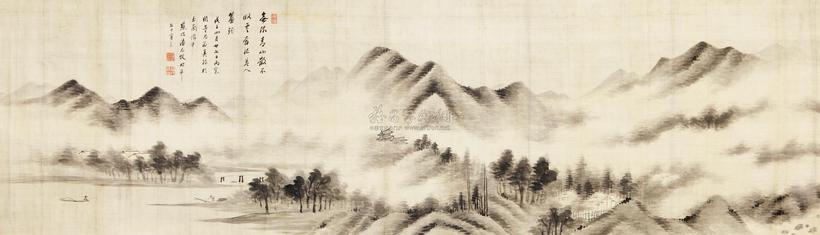 潘思牧 1828年作 云山雨意 横幅