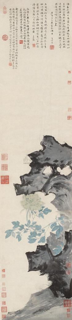 陆治 绿牡丹图 立轴