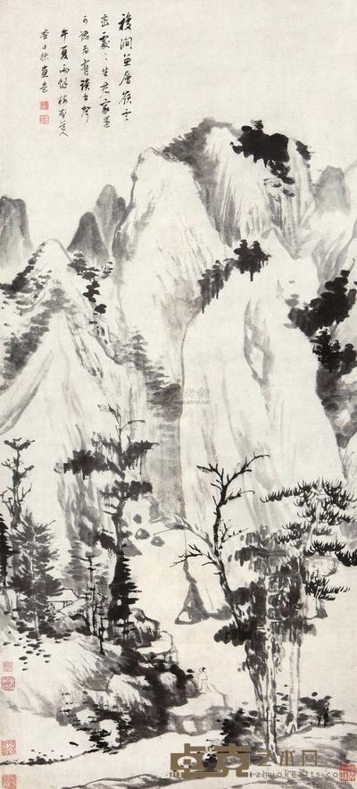 查士标 访友图 立轴 123×55cm