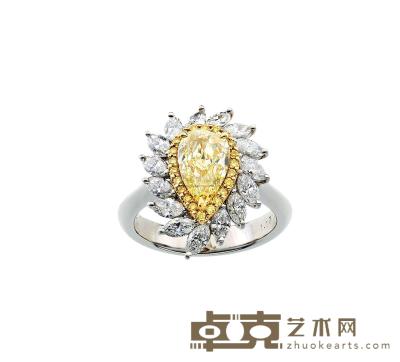铂金（Pt900）和18K黄金钻石戒指 
