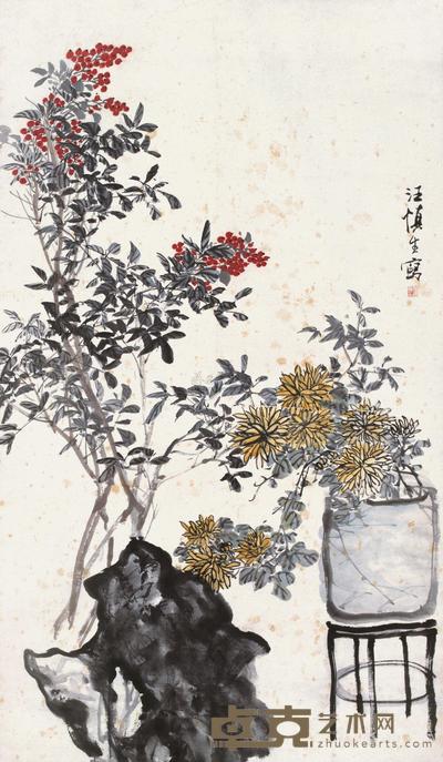 汪溶 花卉 立轴 129.5×75cm