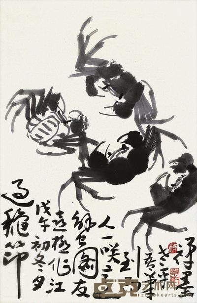 李苦禅 1978年作 江蟹图 立轴 70×45cm