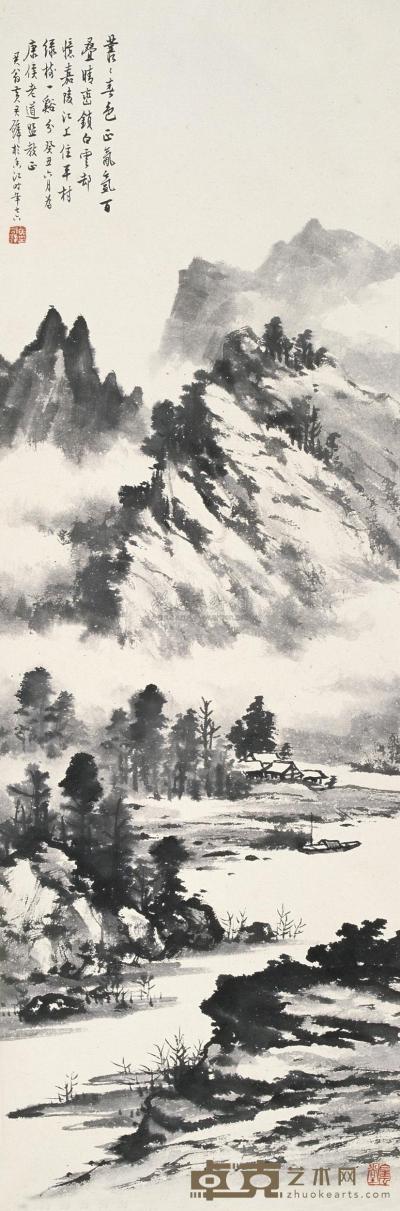 黄君璧 1973年作 嘉陵春色 立轴 89.5×29.5cm