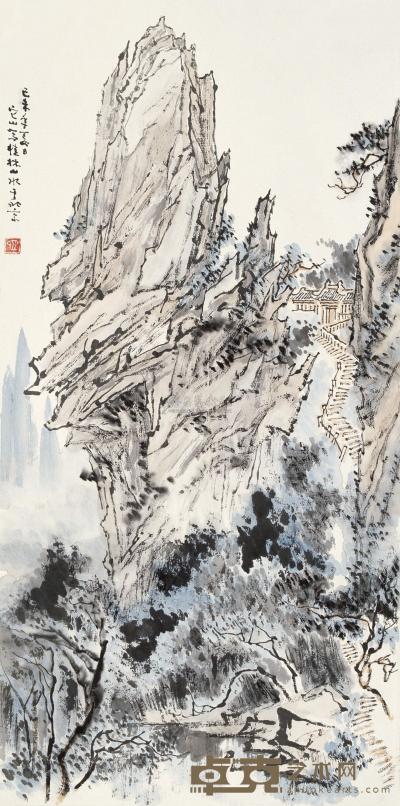 张仃 1979年作 桂林山水 立轴 70×34cm