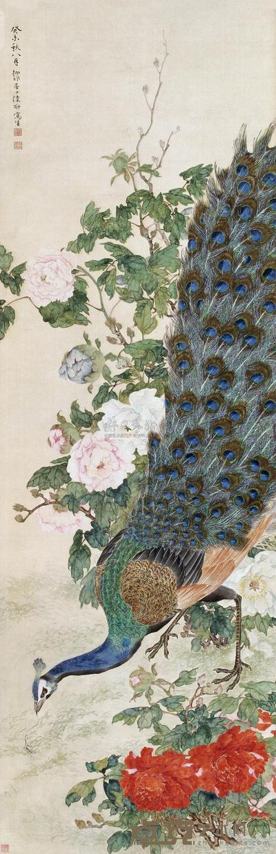 陆抑非 1943年作 锦绣富贵 立轴 194×60cm
