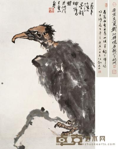 潘天寿 鹰石图 立轴 75×47.5cm
