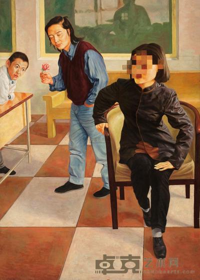 陈余 20世纪90年代作 男人与花 110×78cm