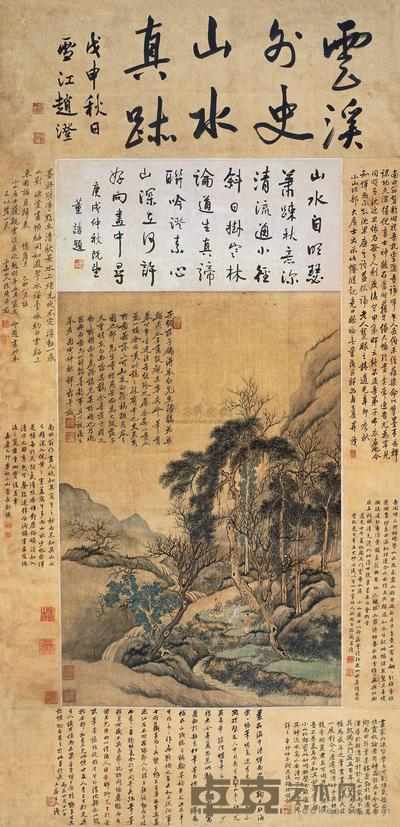 恽寿平 1686年作 论道图 立轴 63×43cm