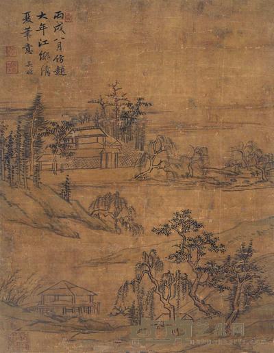 吴暻 1706年作 江乡晴夏图 立轴 35×27cm