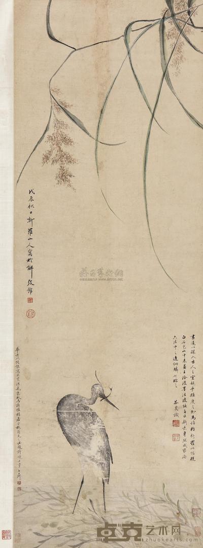 华嵒 1748年作 鹭乐图 立轴 150×51.5cm