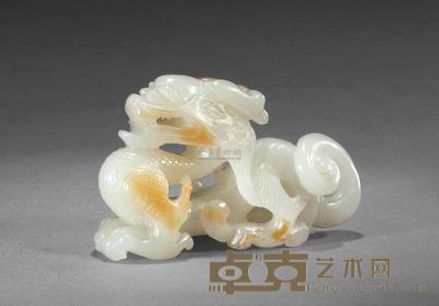 清 白玉洒金龙 长6cm