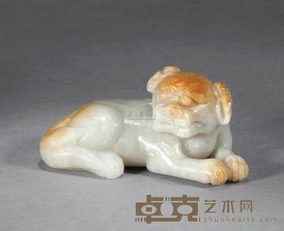 明 玉卧狮 长8.9cm
