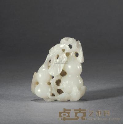 清中期 白玉洒金葫芦万代 高6cm