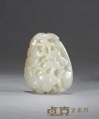 清中期 白玉松鼠葡萄 高4.8cm