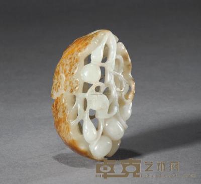 清中期 白玉洒金葫芦万代 高6.2cm