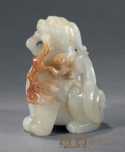 明 白玉瑞兽衔芝 高6.6cm