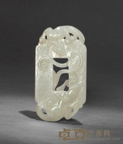 清中期 白玉双螭龙纹珮 高7.6cm