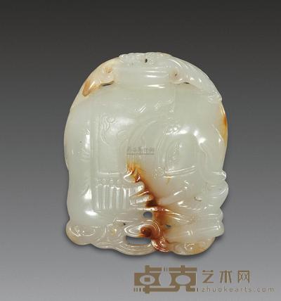 清 白玉太平有象珮 高5.4cm