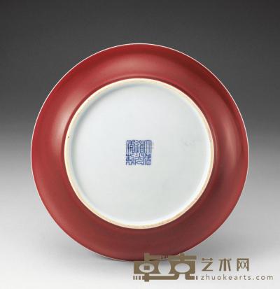 清道光 霁红釉盘 直径20.6cm