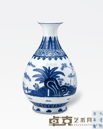 清同治 青花竹石芭蕉玉壶春 高29.2cm