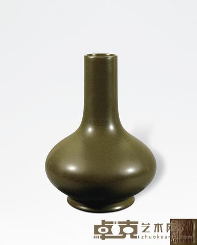 清乾隆 茶叶沫釉扁瓶 高33cm
