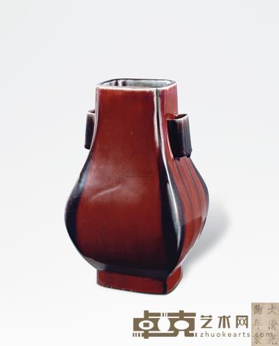 清光绪 窑变釉贯耳瓶 高30cm