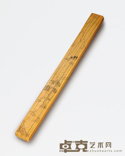 清中期 象牙山水人物纸镇 长24.8cm
