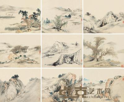 陆■ 淡墨轻岚册 册页 (十开选九) 24×29.5cm×10
