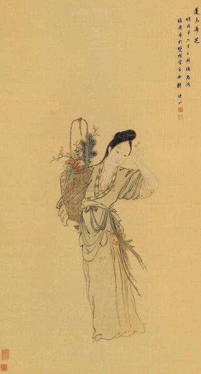 陈栻 戊申（1788）年作 蓬岛华芝 立轴